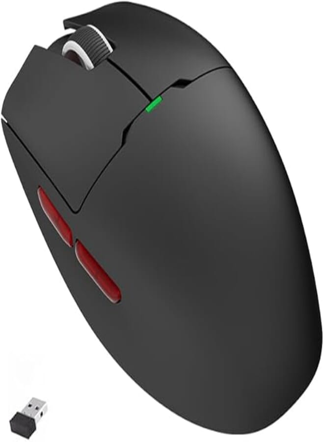 AIGO GM80 Plus 3 Mode Wireless, Bluetooth & Wired Gaming Mouse - 12,000 DPI Optical Sensor PAW3311 - Lightweight 52G - Polling Rate 1000 Hz (Black1)